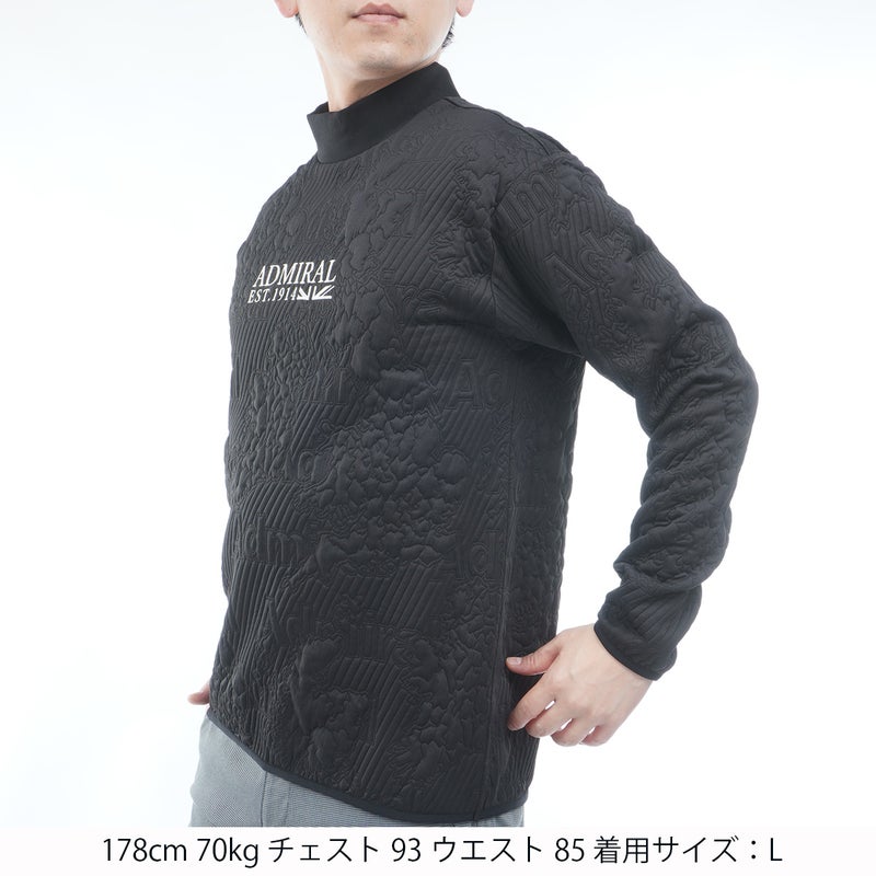   [アドミラル ゴルフ]メンズ キルトジャガード モックネックスウェット　ADMA665　ブラック　詳細4