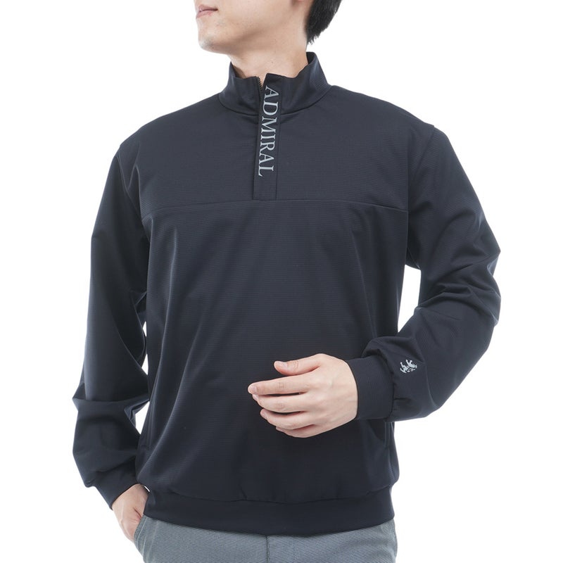 [アドミラル ゴルフ]　Admiral GOLF　メンズ 防風 ハーフジップ プルオーバー　ADMA666　ブラック　詳細