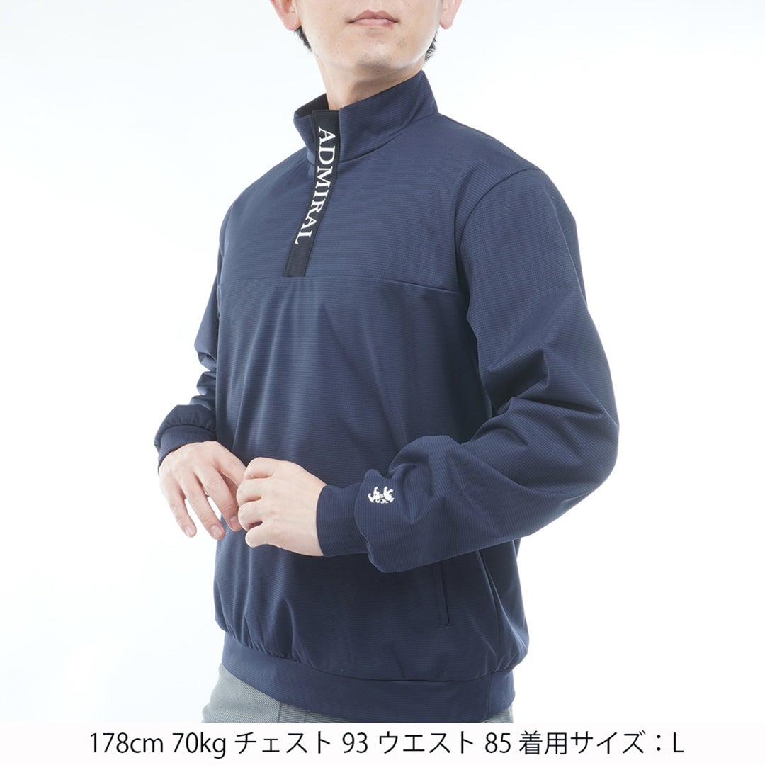 [アドミラル ゴルフ]　Admiral GOLF　メンズ 防風 ハーフジップ プルオーバー　ADMA666　ネイビー　詳細1