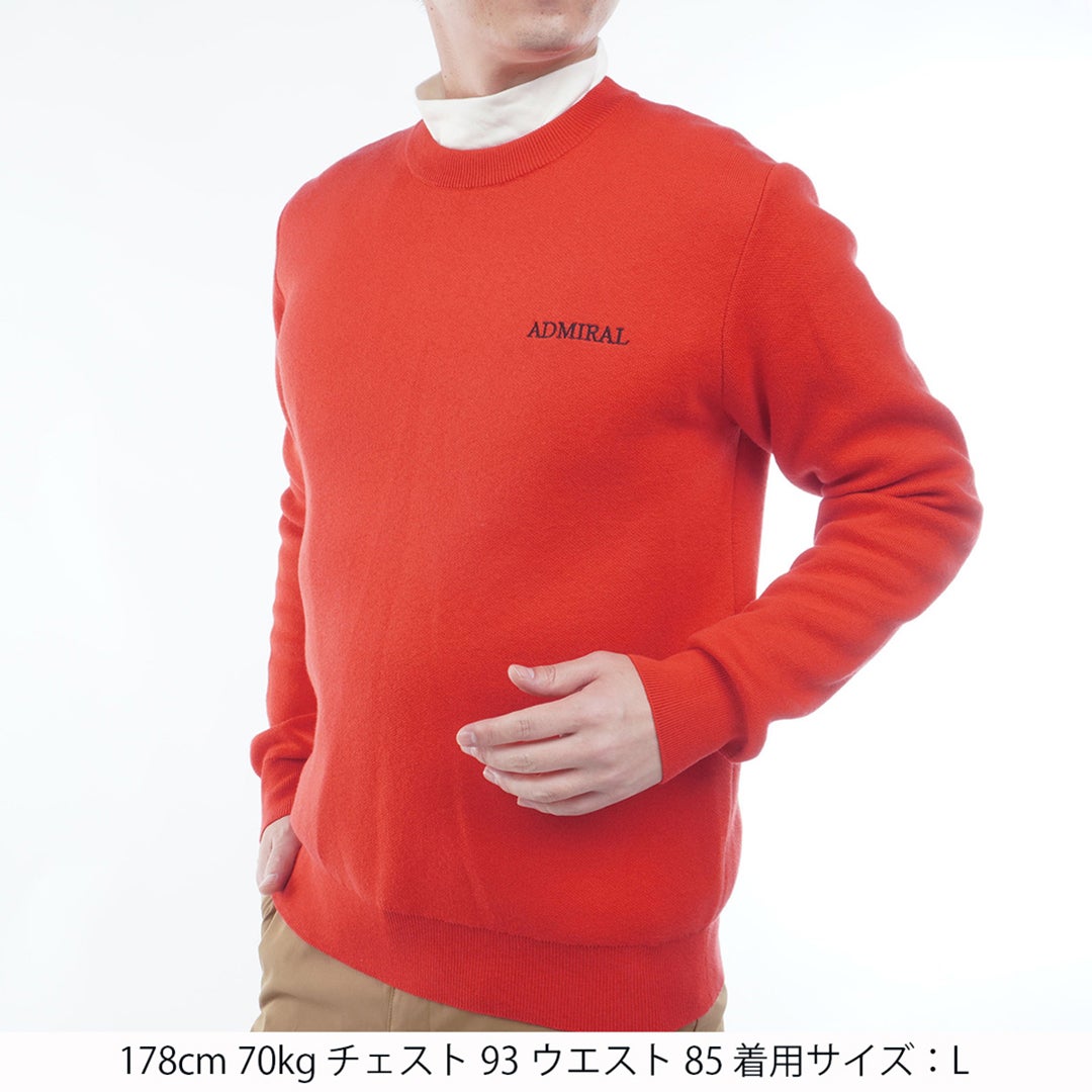 [アドミラル ゴルフ]Admiral GOLF メンズ バックロゴ クルーネックセーター ADMA667 ローズレッド　詳細1