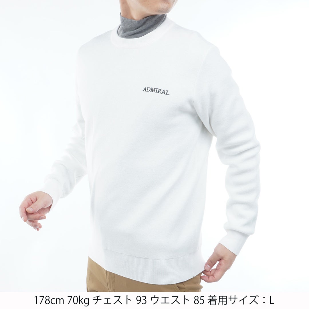 [アドミラル ゴルフ]Admiral GOLF メンズ バックロゴ クルーネックセーター ADMA667 オフホワイト　詳細1