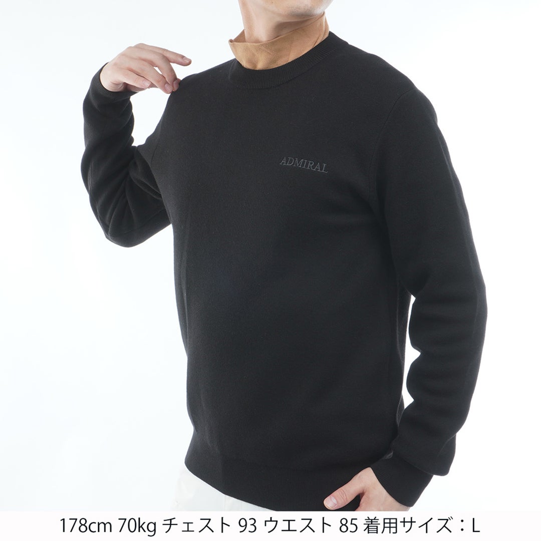 [アドミラル ゴルフ]Admiral GOLF メンズ バックロゴ クルーネックセーター ADMA667 ブラック　詳細1