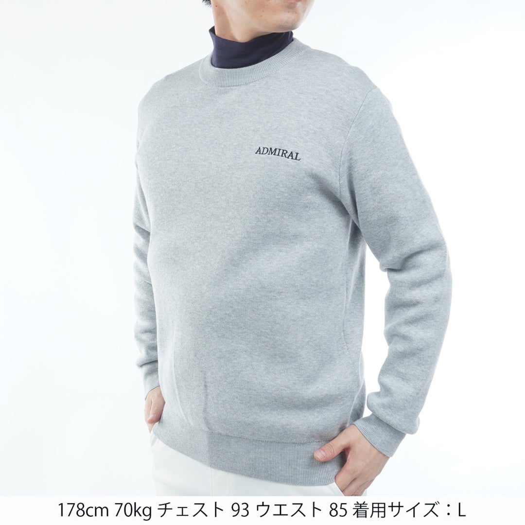 [アドミラル ゴルフ]Admiral GOLF メンズ バックロゴ クルーネックセーター ADMA667 グレー　詳細1