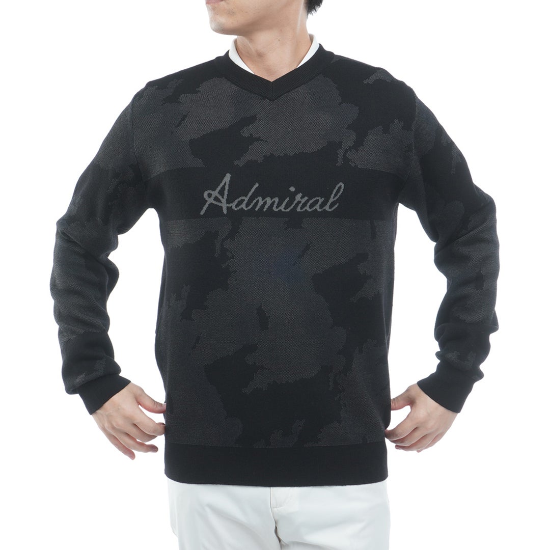  [アドミラル ゴルフ]　Admiral GOLF　メンズ カモフラージュ Vネックセーター  ADMA668 ブラック　詳細