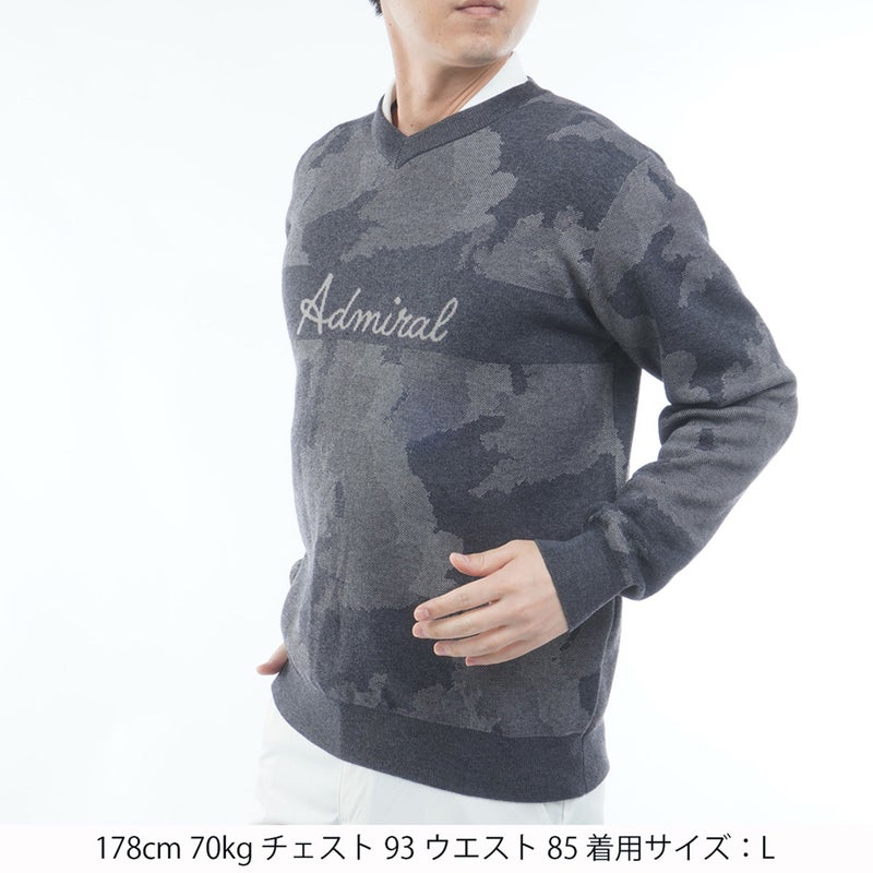  [アドミラル ゴルフ]　Admiral GOLF　メンズ カモフラージュ Vネックセーター  ADMA668 グレー　詳細1