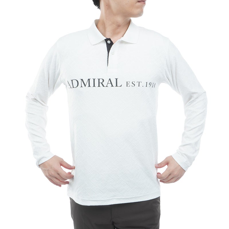  [アドミラル ゴルフ]　Admiral GOLF　メンズ ロゴ ジャガード 長袖シャツ  ADMA669 オフホワイト　詳細
