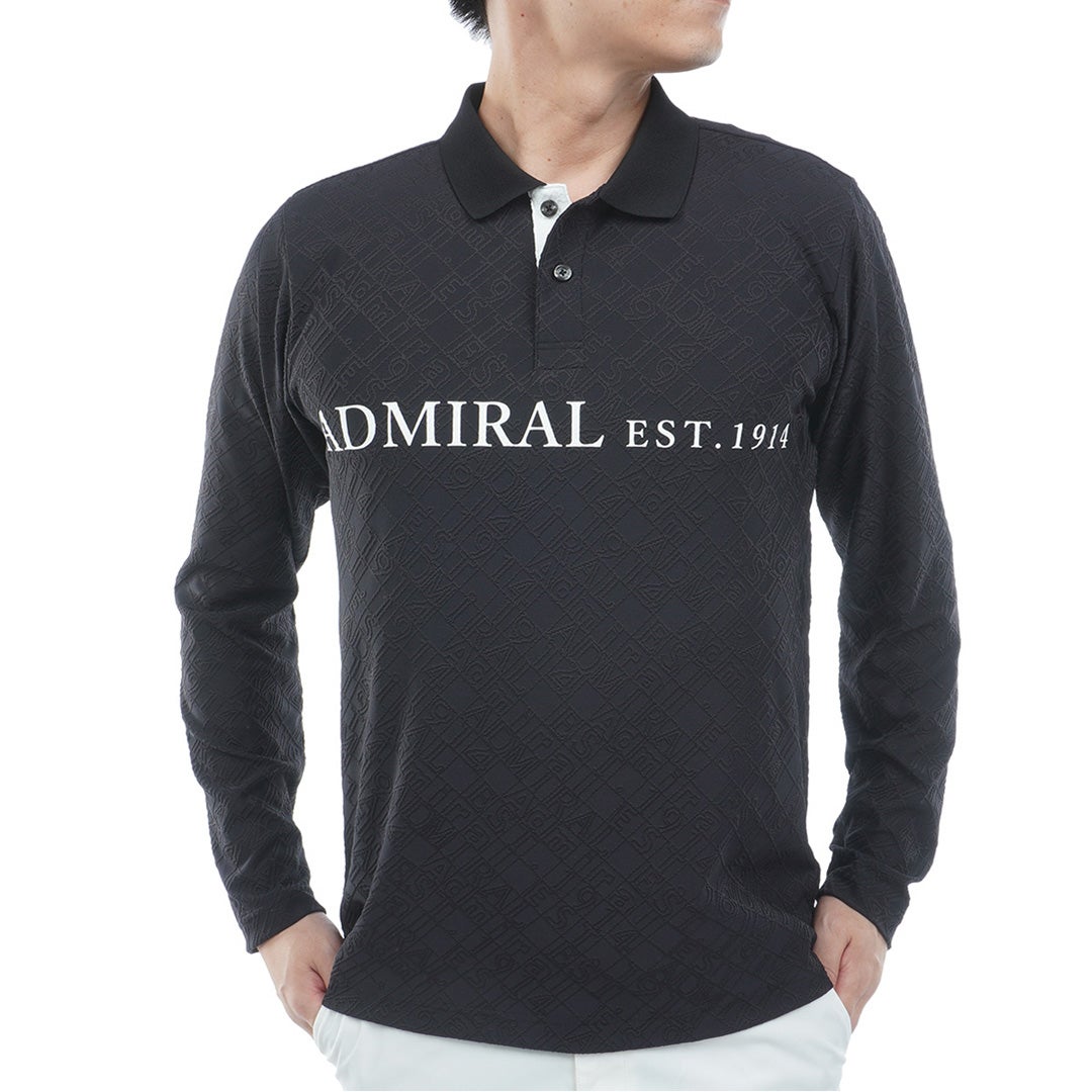  [アドミラル ゴルフ]　Admiral GOLF　メンズ ロゴ ジャガード 長袖シャツ  ADMA669 ブラック　詳細