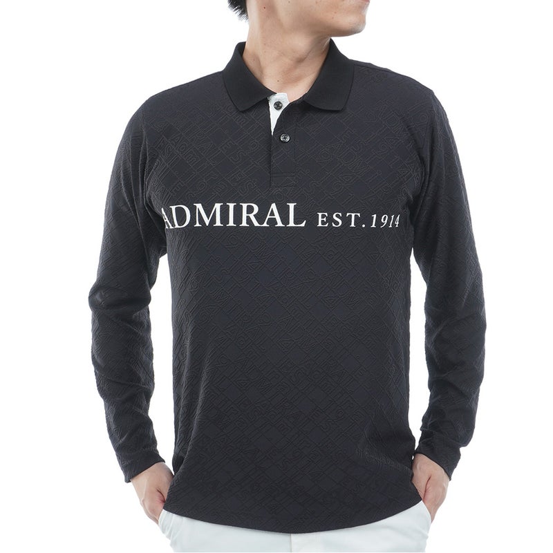  [アドミラル ゴルフ]　Admiral GOLF　メンズ ロゴ ジャガード 長袖シャツ  ADMA669 ブラック　詳細