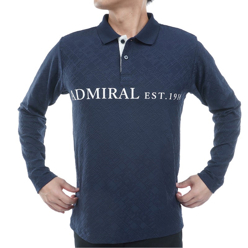  [アドミラル ゴルフ]　Admiral GOLF　メンズ ロゴ ジャガード 長袖シャツ  ADMA669 ネイビー　詳細