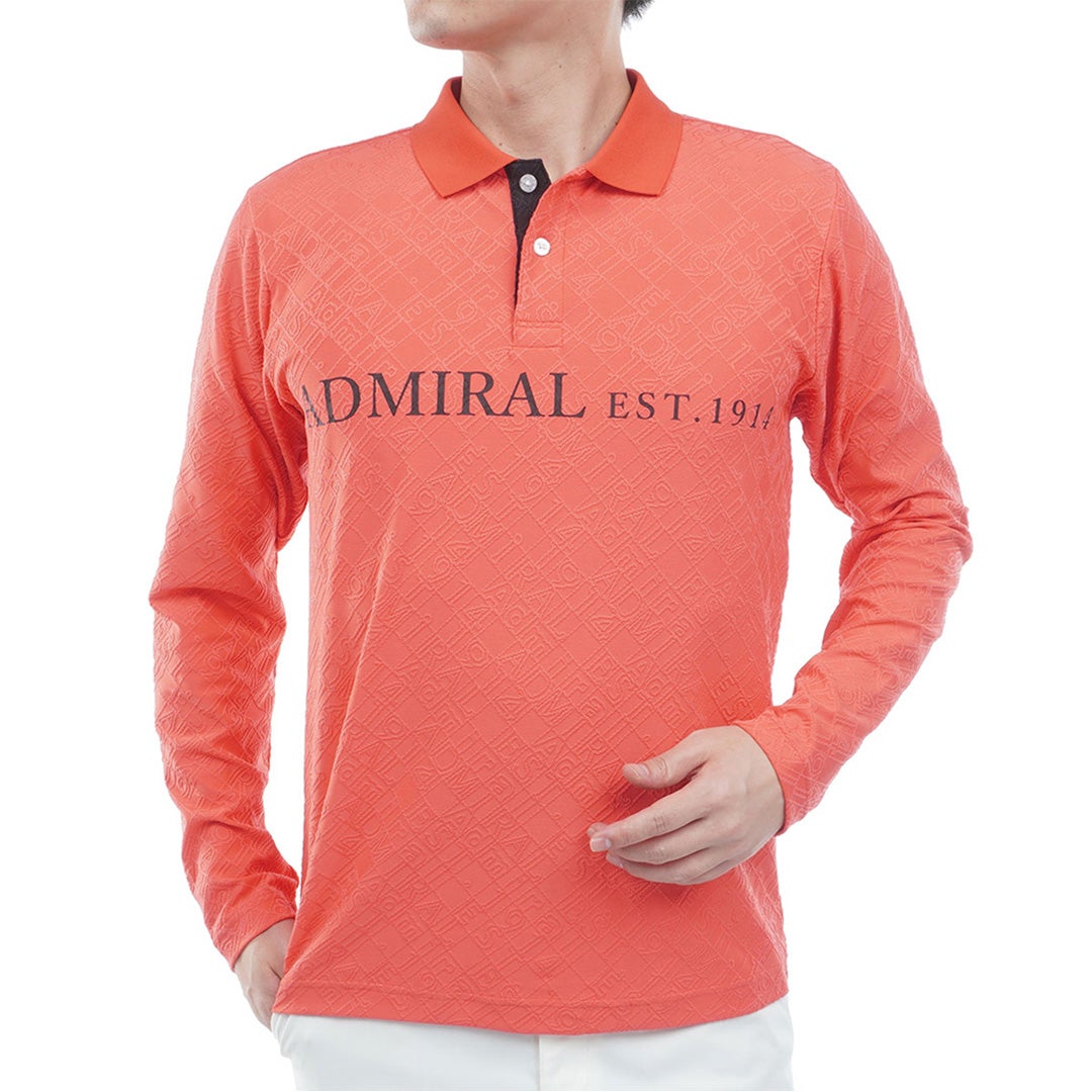  [アドミラル ゴルフ]　Admiral GOLF　メンズ ロゴ ジャガード 長袖シャツ  ADMA669 ローズレッド　詳細
