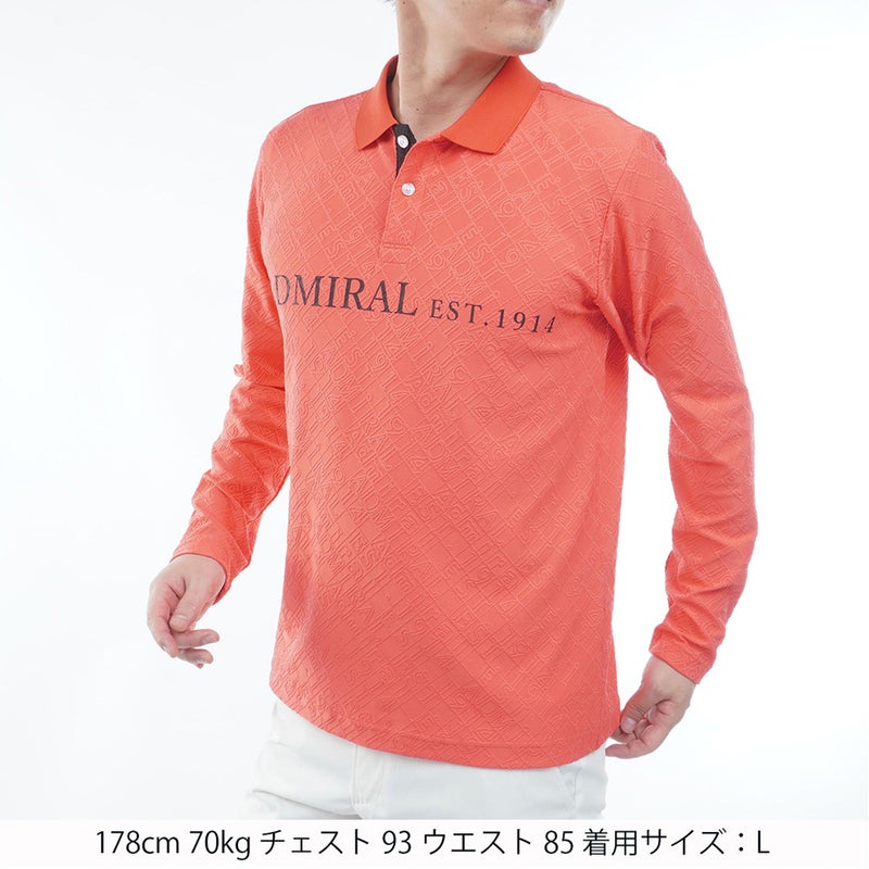  [アドミラル ゴルフ]　Admiral GOLF　メンズ ロゴ ジャガード 長袖シャツ  ADMA669 ローズレッド　詳細1