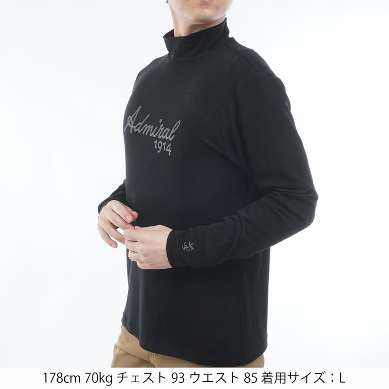 [アドミラル ゴルフ] Admiral GOLF メンズ スエード起毛 ハイネックシャツ ADMA670 ブラック　詳細1