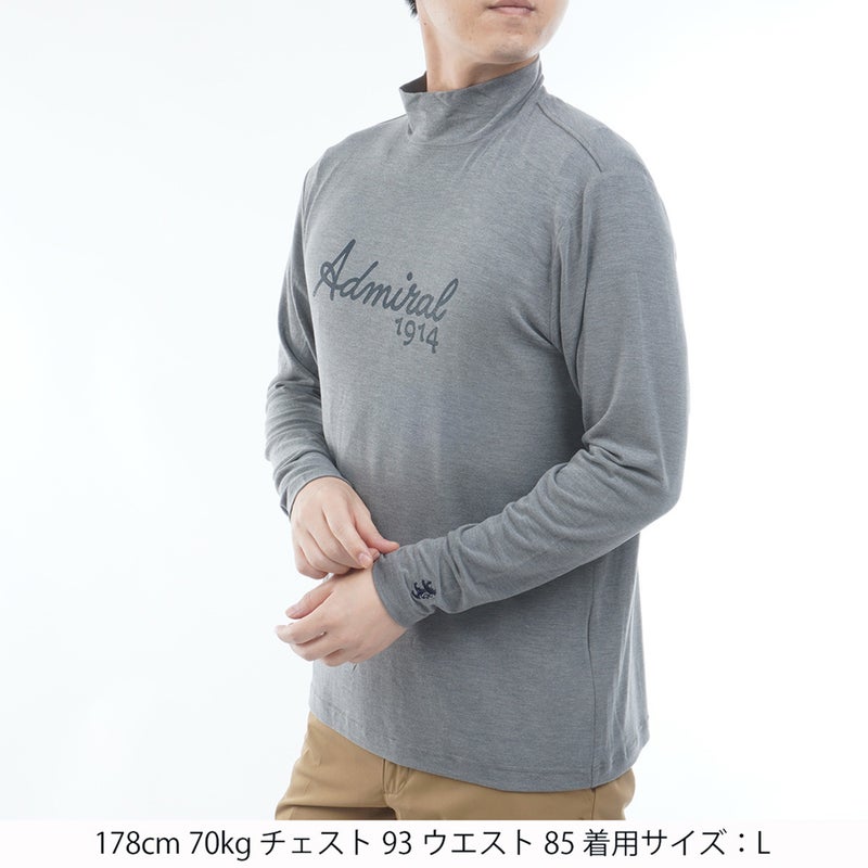 [アドミラル ゴルフ] Admiral GOLF メンズ スエード起毛 ハイネックシャツ ADMA670 グレー　詳細1