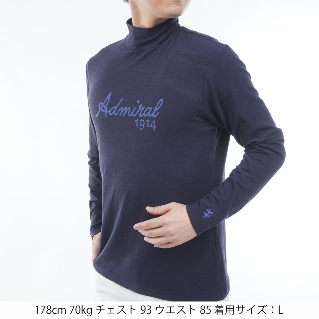 [アドミラル ゴルフ] Admiral GOLF メンズ スエード起毛 ハイネックシャツ ADMA670 ネイビー　詳細1