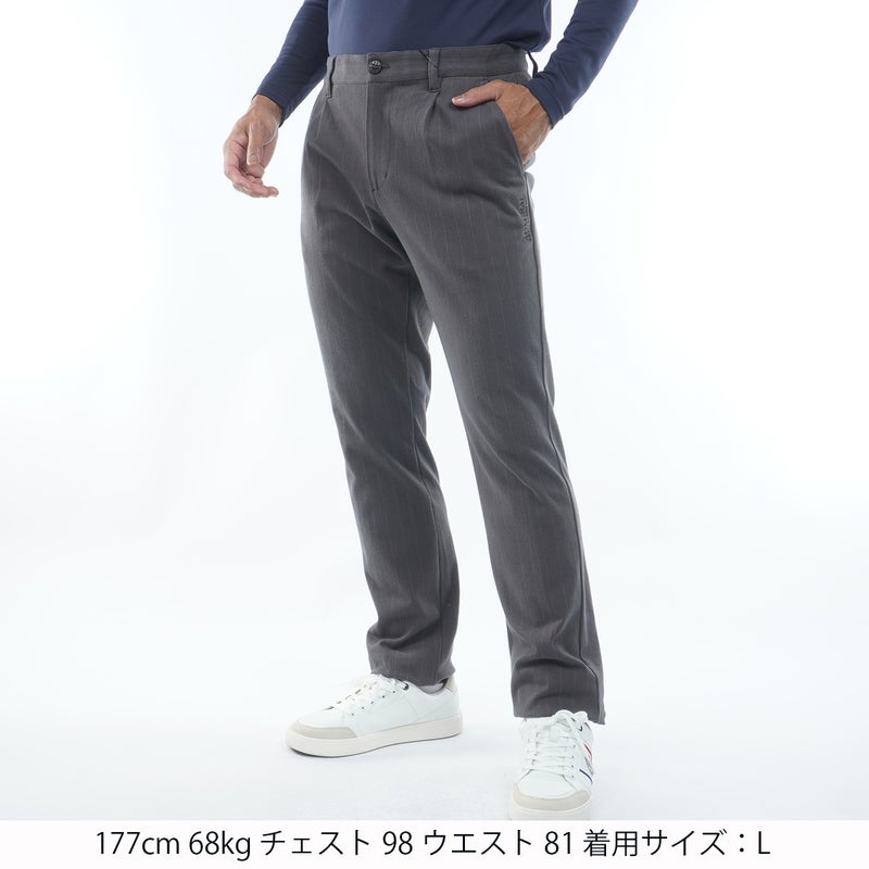  [アドミラル ゴルフ]メンズ ストライプ ワンタック ストレートパンツ　ADMA672　グレー　詳細1
