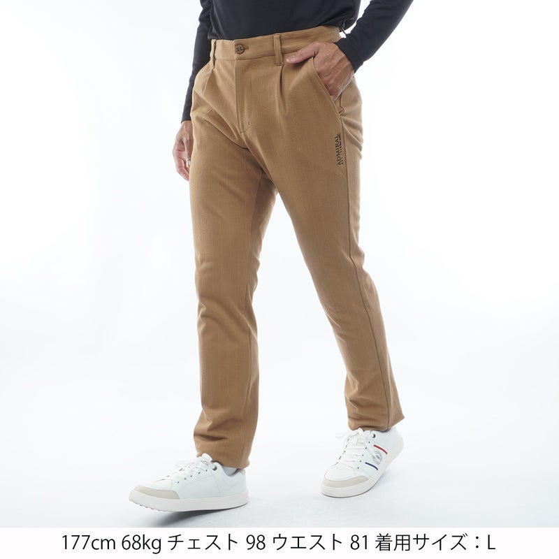  [アドミラル ゴルフ]メンズ ストライプ ワンタック ストレートパンツ　ADMA672　ベージュ　詳細1