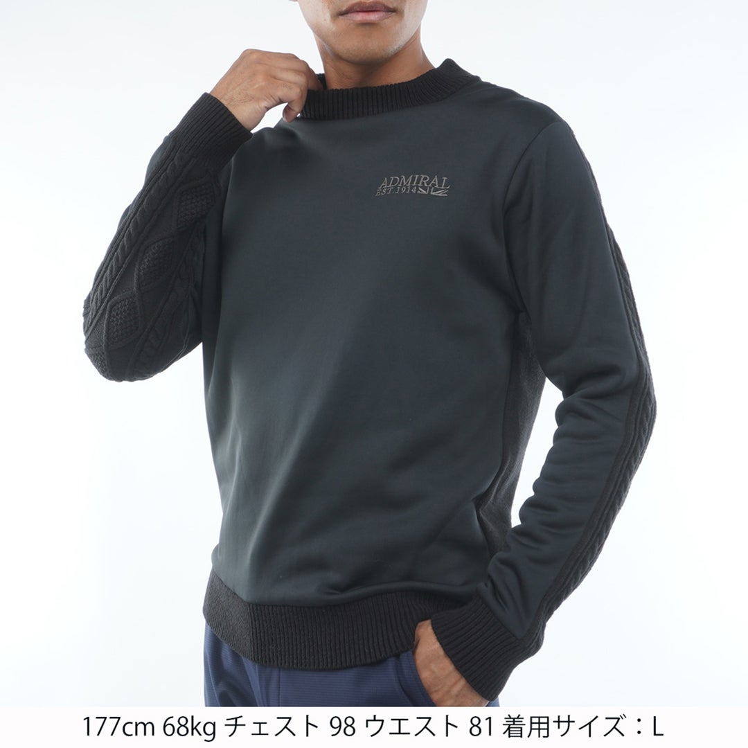  [アドミラル ゴルフ]　Admiral GOLF　メンズ ハイブリッド モックネック ニットスウェット  ADMA675 ブラック　詳細1