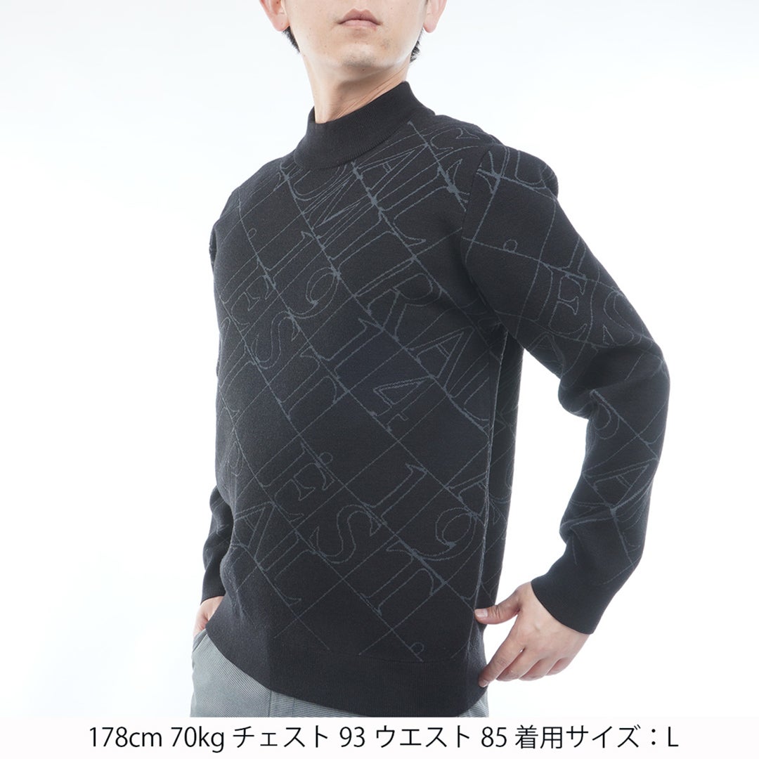 [アドミラル ゴルフ]　Admiral GOLF　メンズ ダイヤロゴ ジャガード モックネックセーター　ADMA676　ブラック　詳細1