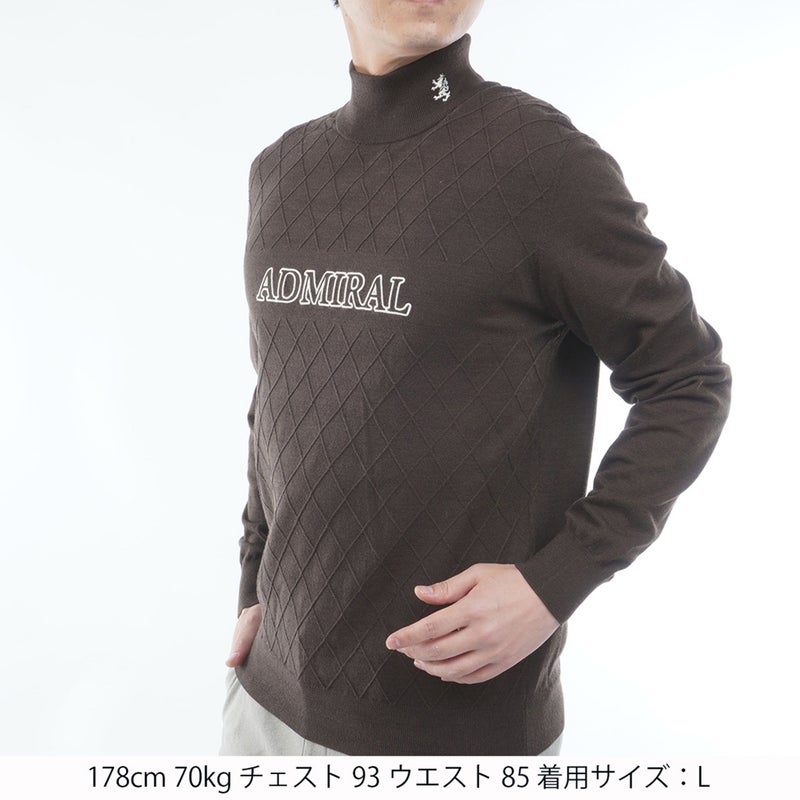 [アドミラル ゴルフ]　Admiral GOLF　メンズ ダイヤケーブル ハイネックセーター　ADMA677　ブラウン　詳細1