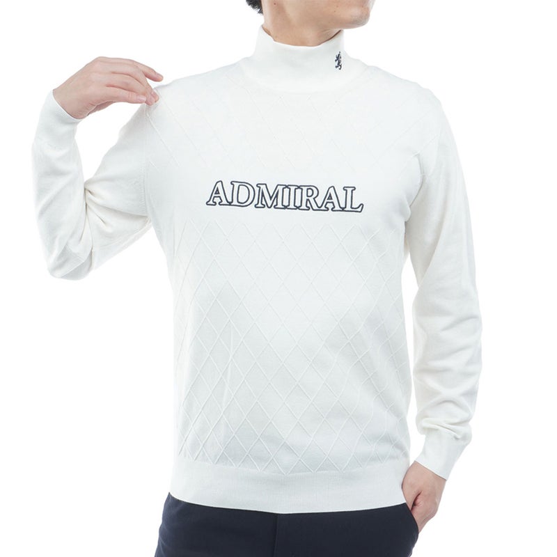 [アドミラル ゴルフ]　Admiral GOLF　メンズ ダイヤケーブル ハイネックセーター　ADMA677　オフホワイト　詳細