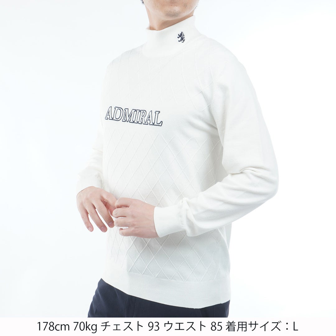 [アドミラル ゴルフ]　Admiral GOLF　メンズ ダイヤケーブル ハイネックセーター　ADMA677　オフホワイト　詳細1