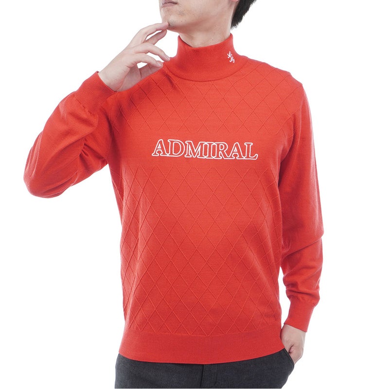 [アドミラル ゴルフ]　Admiral GOLF　メンズ ダイヤケーブル ハイネックセーター　ADMA677　ローズレッド　詳細