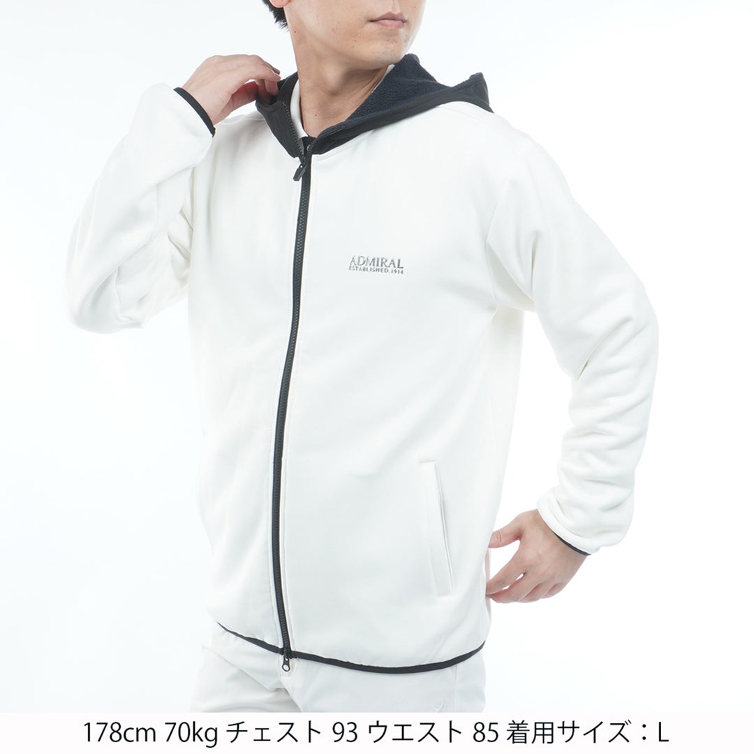 [アドミラル ゴルフ]Admiral GOLF メンズ カルイシ ジップアップ フーディー ADMA680 オフホワイト　詳細1