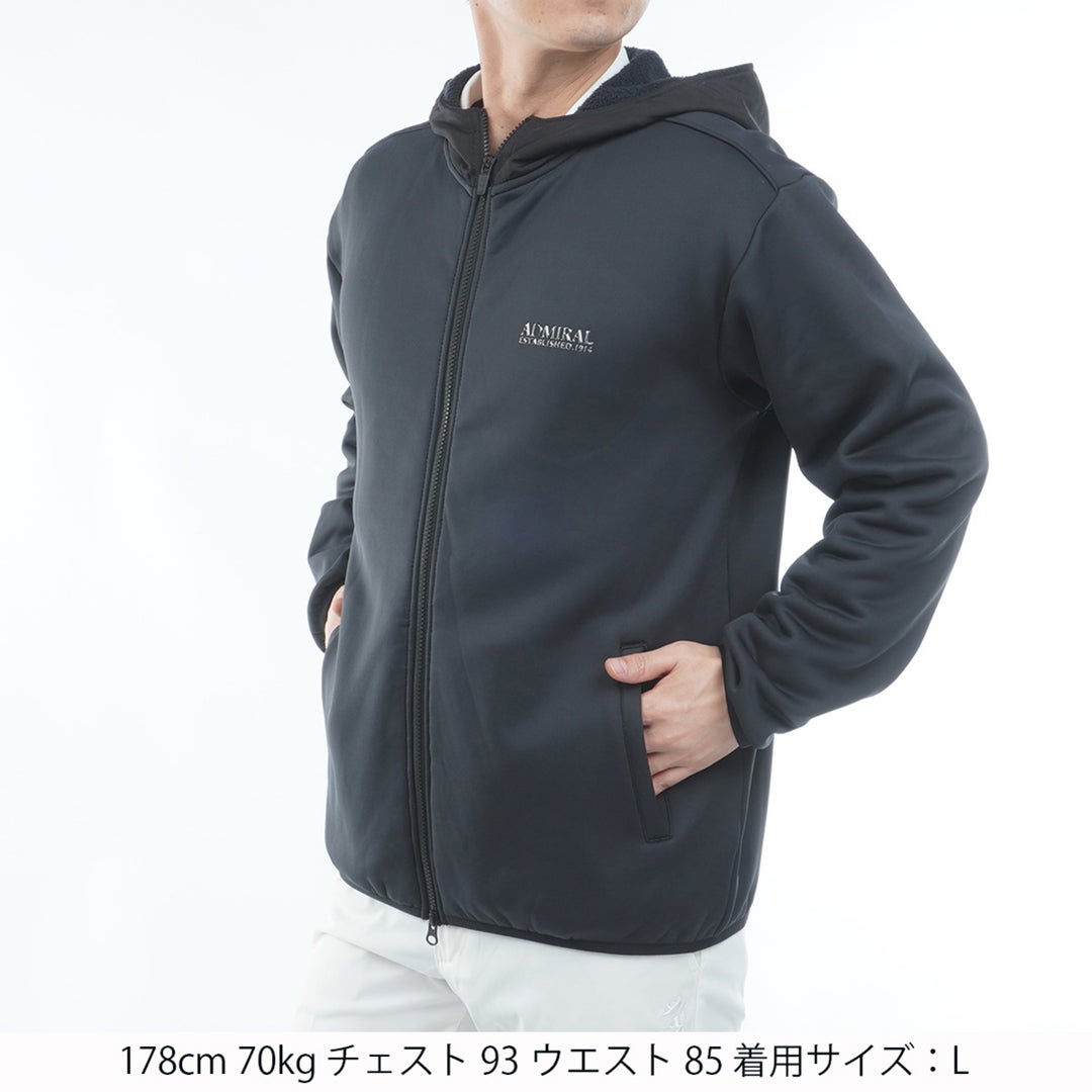 [アドミラル ゴルフ]Admiral GOLF メンズ カルイシ ジップアップ フーディー ADMA680 ブラック　詳細1