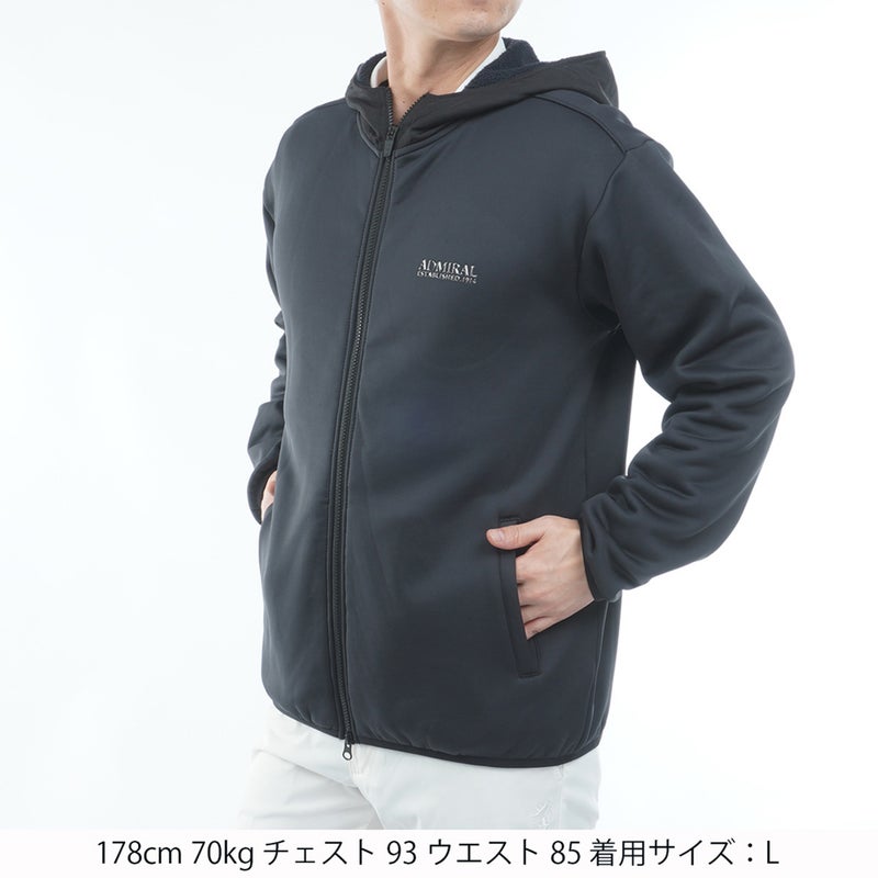 [アドミラル ゴルフ]Admiral GOLF メンズ カルイシ ジップアップ フーディー ADMA680 ブラック　詳細1