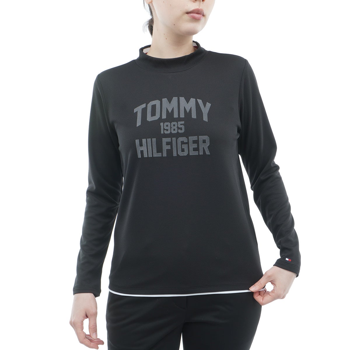 [トミー ヒルフィガー ゴルフ]　TOMMY HILFIGER GOLF　レディース ワッフル 長袖モックシャツ　ブラック　詳細
