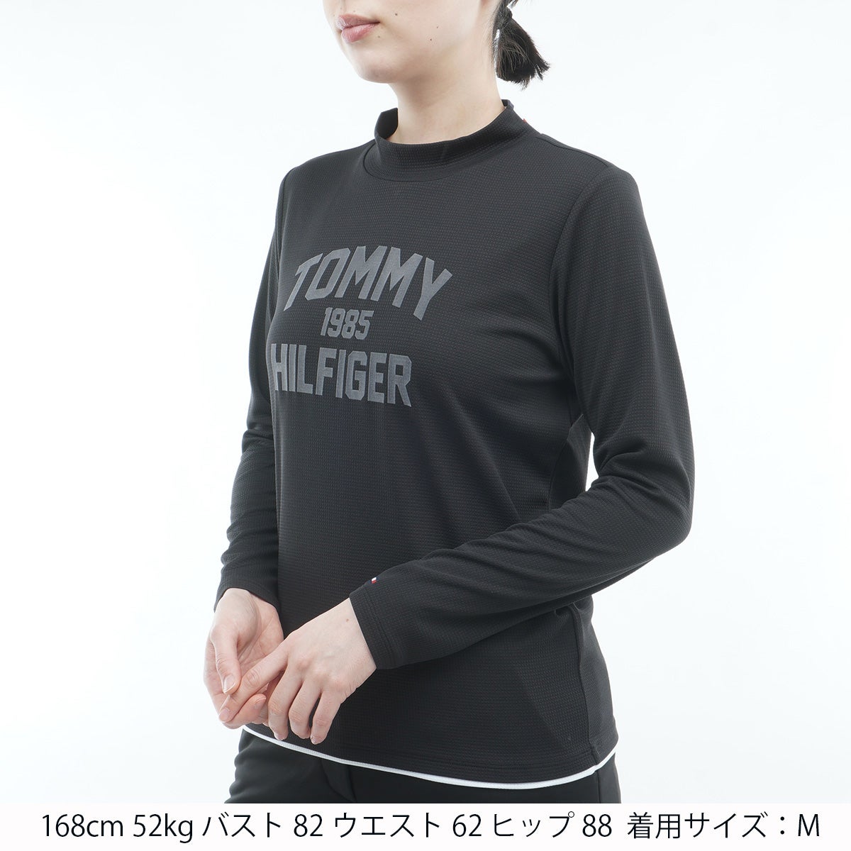 [トミー ヒルフィガー ゴルフ]　TOMMY HILFIGER GOLF　レディース ワッフル 長袖モックシャツ　ブラック　詳細1