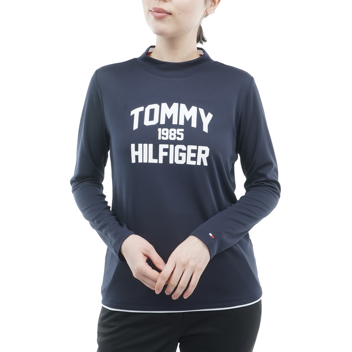 [トミー ヒルフィガー ゴルフ]　TOMMY HILFIGER GOLF　レディース ワッフル 長袖モックシャツ　ネイビー　詳細