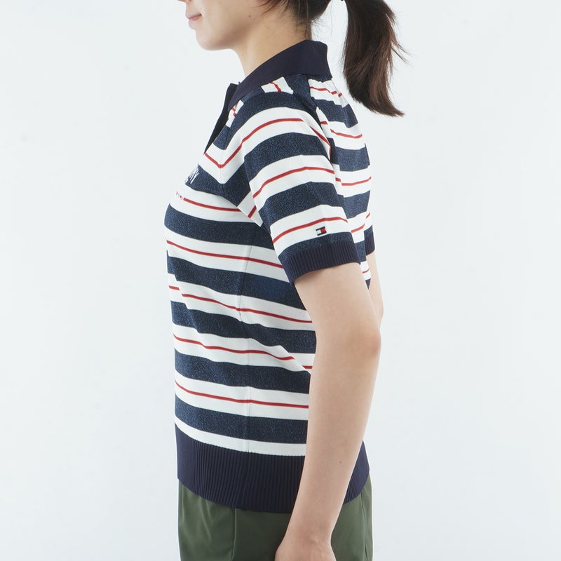 [トミー ヒルフィガー ゴルフ]　TOMMY HILFIGER GOLF　レディース ニット 5分袖丈ポロシャツ　トリコロール　詳細2