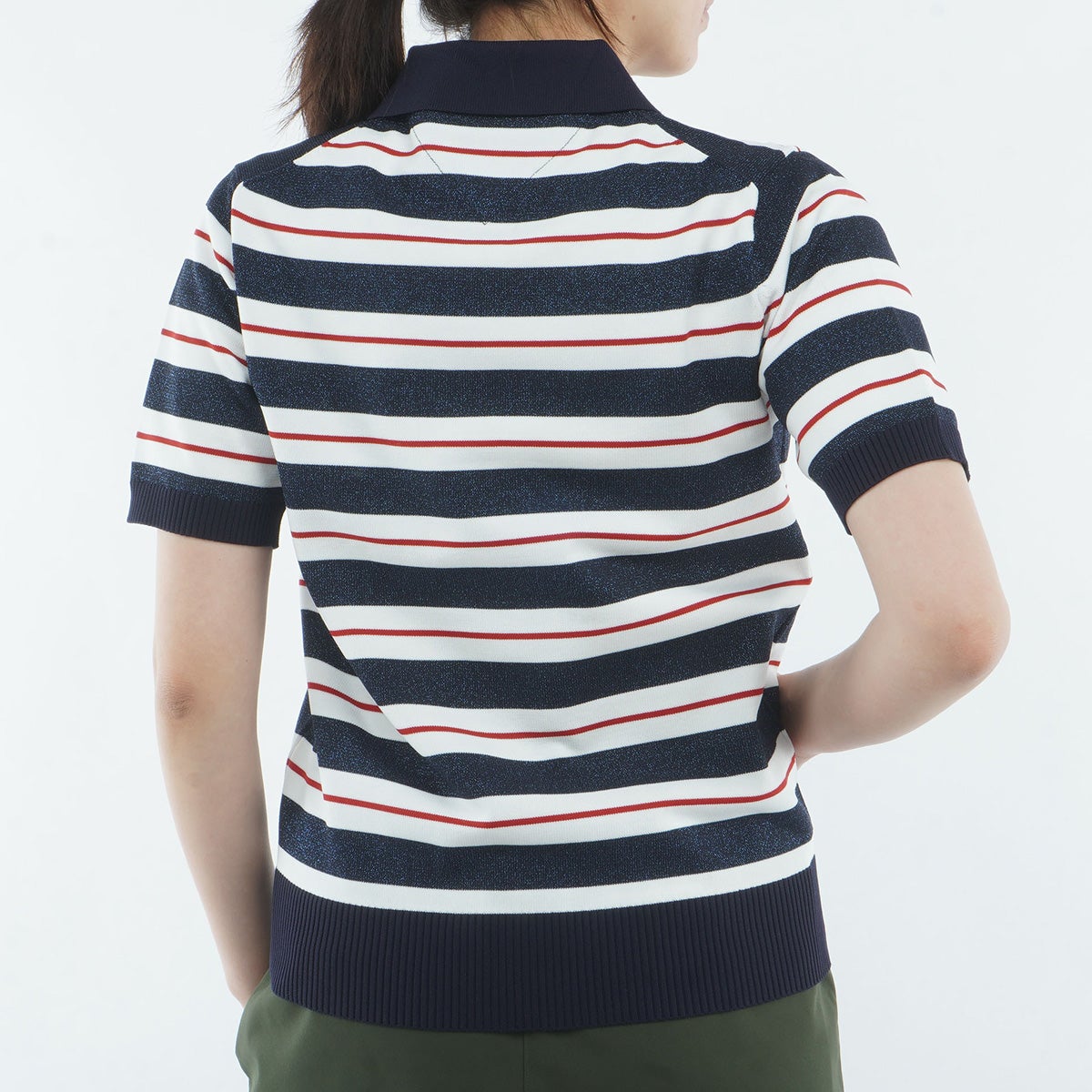 [トミー ヒルフィガー ゴルフ]　TOMMY HILFIGER GOLF　レディース ニット 5分袖丈ポロシャツ　トリコロール　詳細3