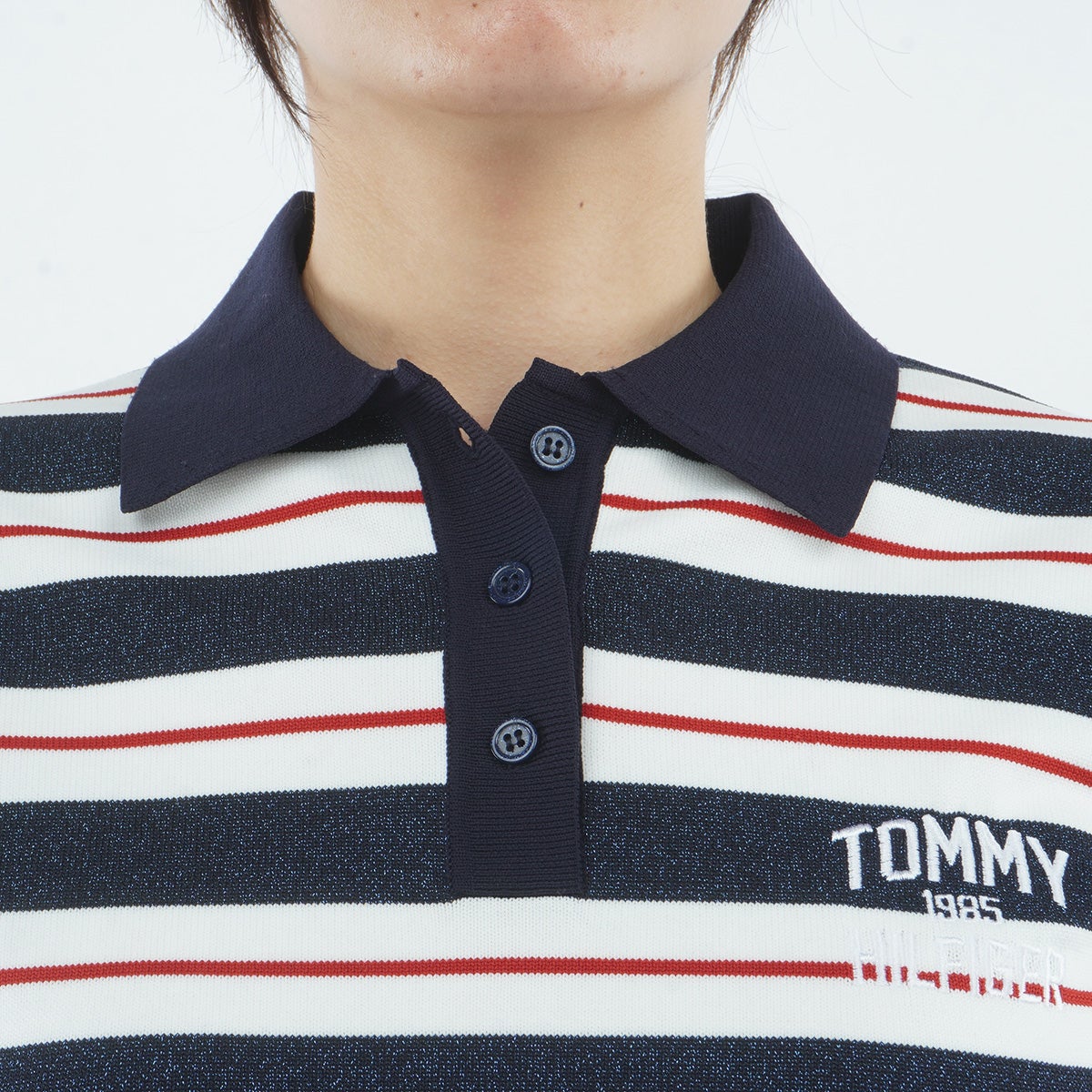 [トミー ヒルフィガー ゴルフ]　TOMMY HILFIGER GOLF　レディース ニット 5分袖丈ポロシャツ　トリコロール　詳細5