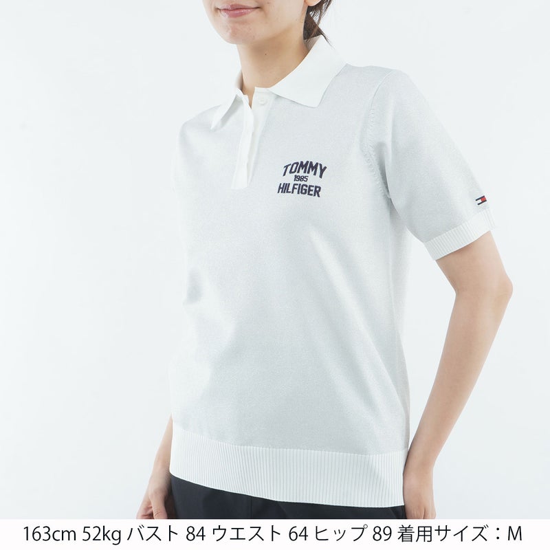 [トミー ヒルフィガー ゴルフ]　TOMMY HILFIGER GOLF　レディース ニット 5分袖丈ポロシャツ　ホワイト　詳細1