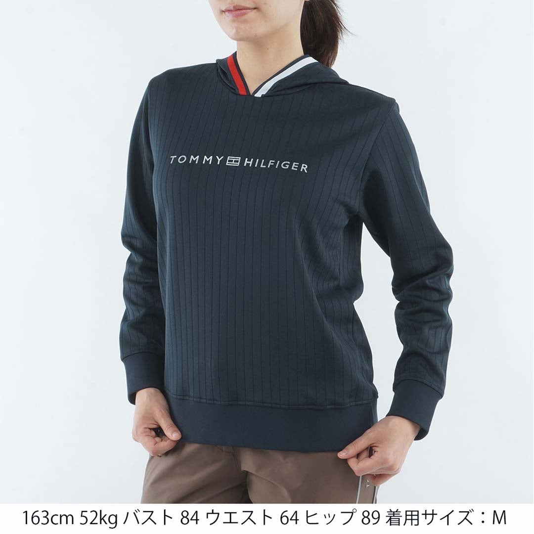  [トミー ヒルフィガー ゴルフ]TOMMY HILFIGER GOLF レディース 針抜きジャガ-ド フーディーパーカー THLA657 ネイビー　詳細1