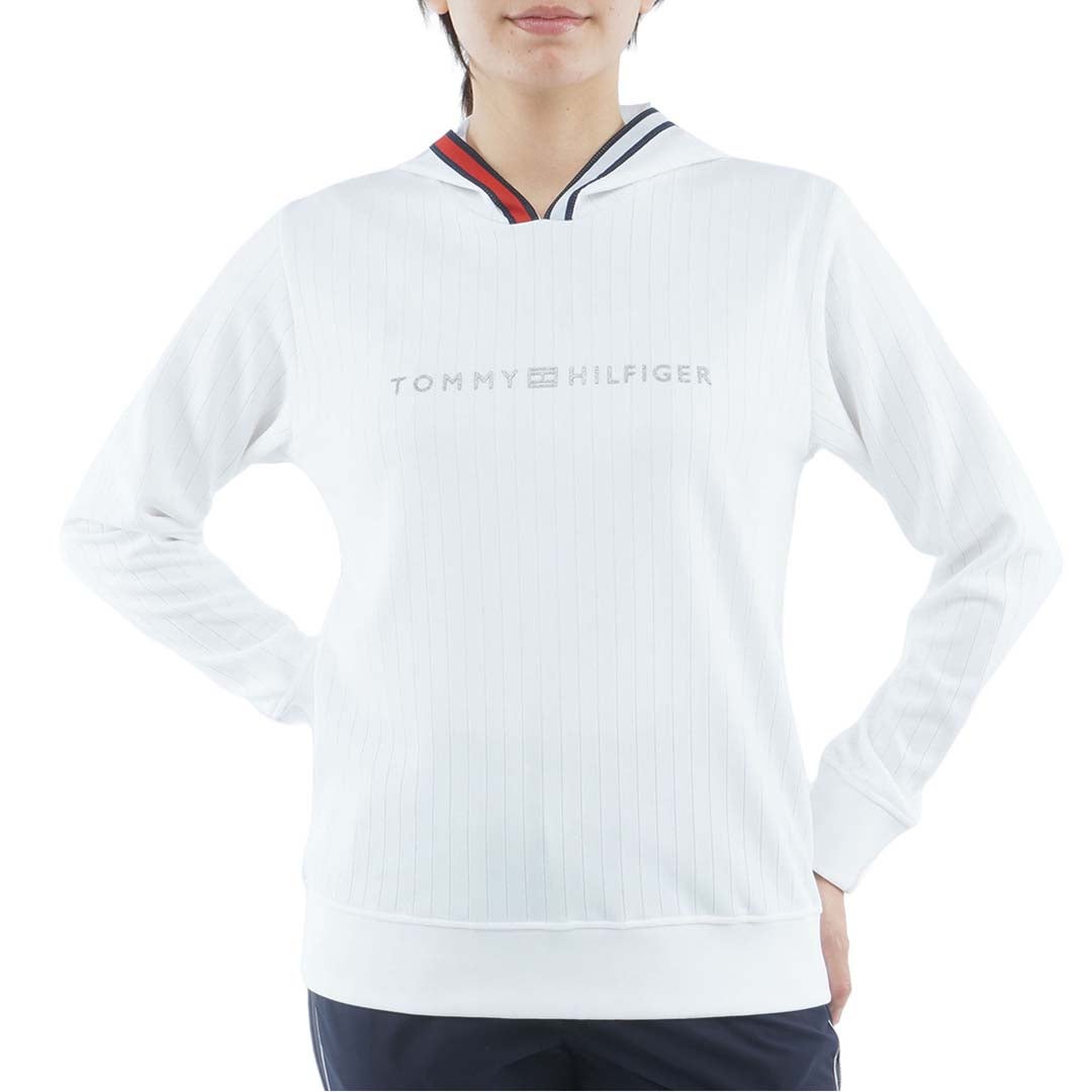  [トミー ヒルフィガー ゴルフ]TOMMY HILFIGER GOLF レディース 針抜きジャガ-ド フーディーパーカー THLA657 ホワイト　詳細