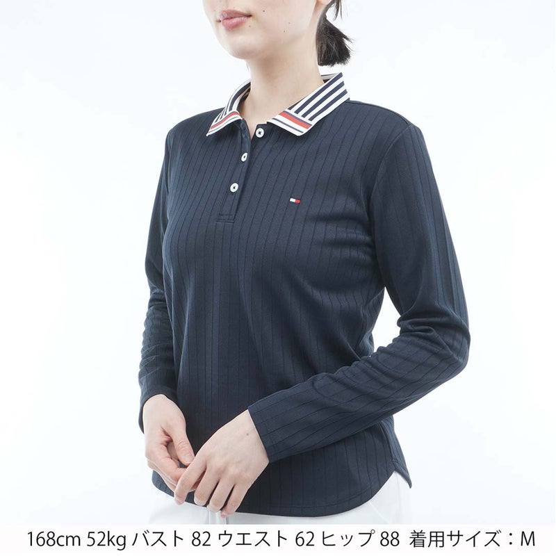  [トミー ヒルフィガー ゴルフ]TOMMY HILFIGER GOLF レディース 針抜きジャガード 長袖ポロシャツ THLA658 ネイビー　詳細1