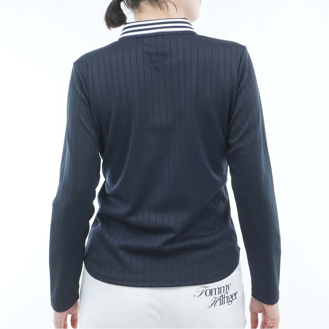  [トミー ヒルフィガー ゴルフ]TOMMY HILFIGER GOLF レディース 針抜きジャガード 長袖ポロシャツ THLA658 ネイビー　詳細3