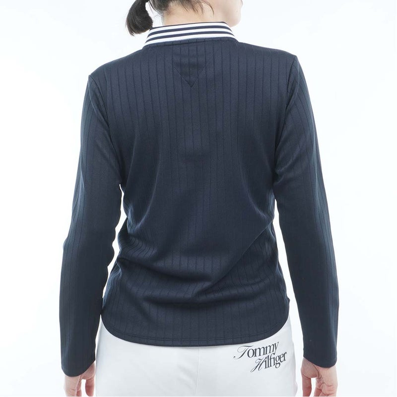  [トミー ヒルフィガー ゴルフ]TOMMY HILFIGER GOLF レディース 針抜きジャガード 長袖ポロシャツ THLA658 ネイビー　詳細3