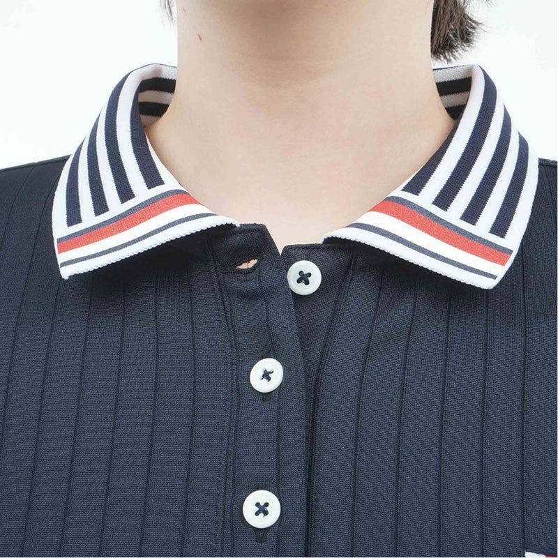  [トミー ヒルフィガー ゴルフ]TOMMY HILFIGER GOLF レディース 針抜きジャガード 長袖ポロシャツ THLA658 ネイビー　詳細6