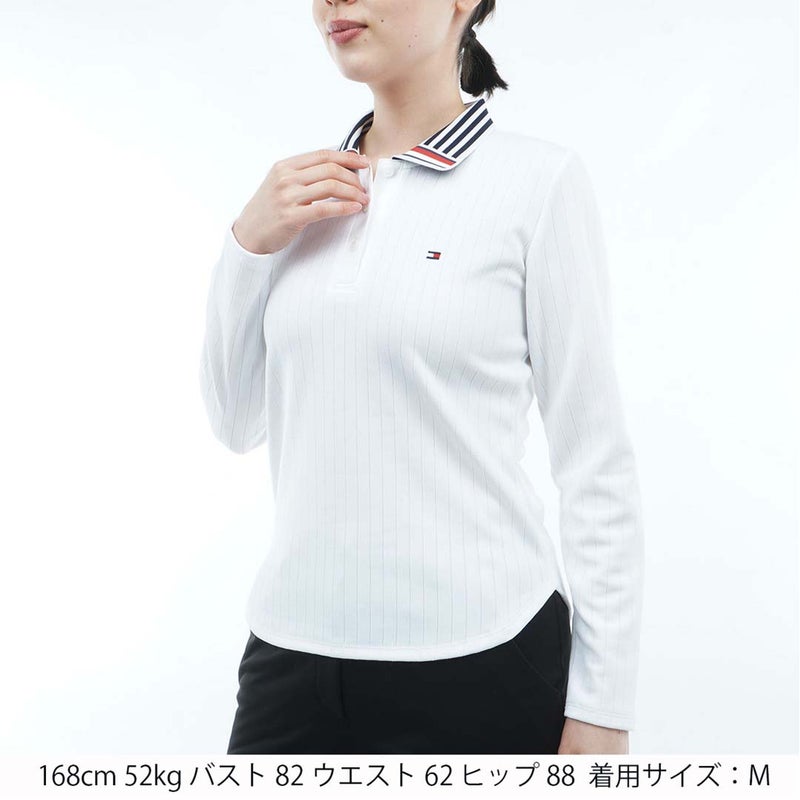  [トミー ヒルフィガー ゴルフ]TOMMY HILFIGER GOLF レディース 針抜きジャガード 長袖ポロシャツ THLA658 ホワイト　詳細1