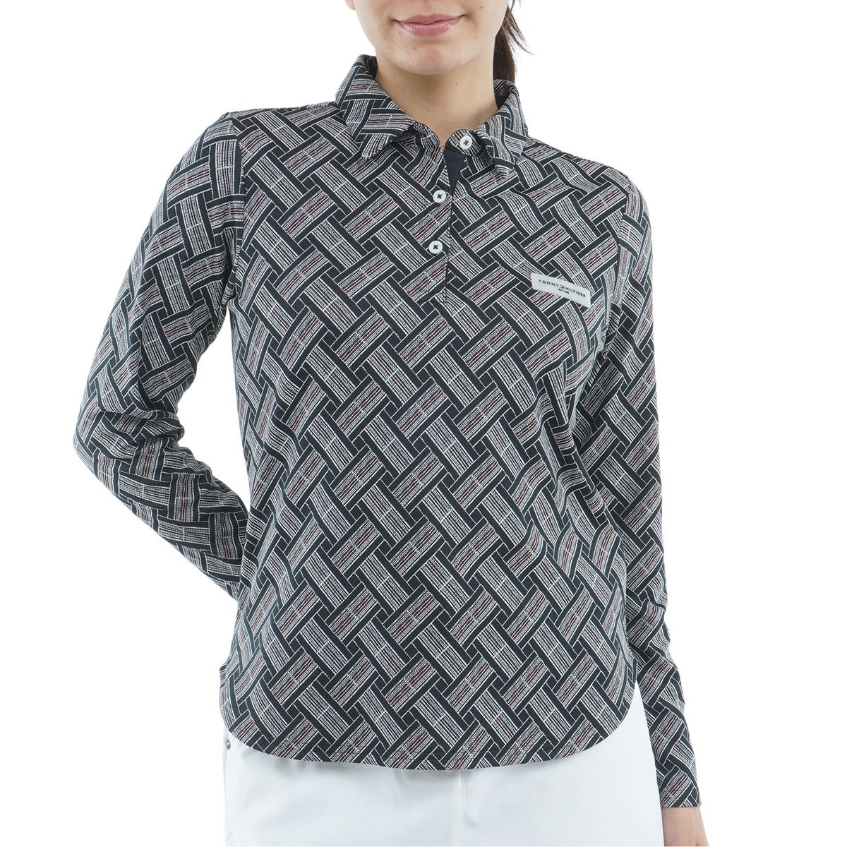 [トミー ヒルフィガー ゴルフ] TOMMY HILFIGER GOLF  レディース フラッグジャガ-ド 長袖ポロシャツ ネイビー　詳細