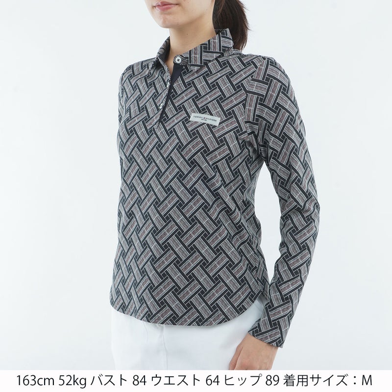 [トミー ヒルフィガー ゴルフ] TOMMY HILFIGER GOLF  レディース フラッグジャガ-ド 長袖ポロシャツ ネイビー　詳細1