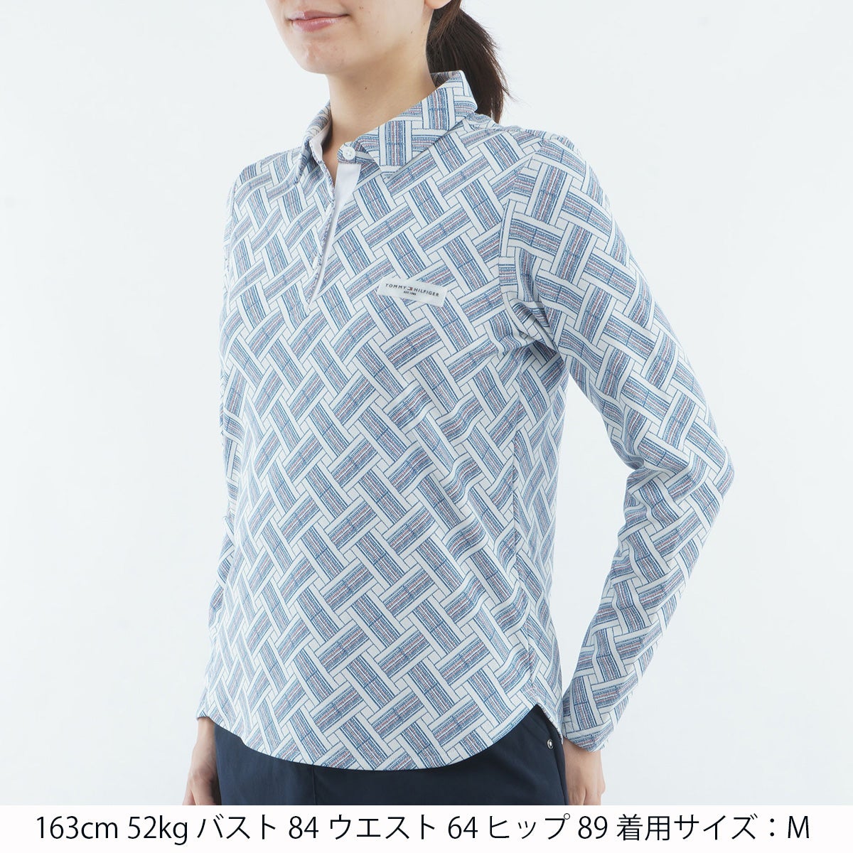 [トミー ヒルフィガー ゴルフ] TOMMY HILFIGER GOLF  レディース フラッグジャガ-ド 長袖ポロシャツ ホワイト　詳細1