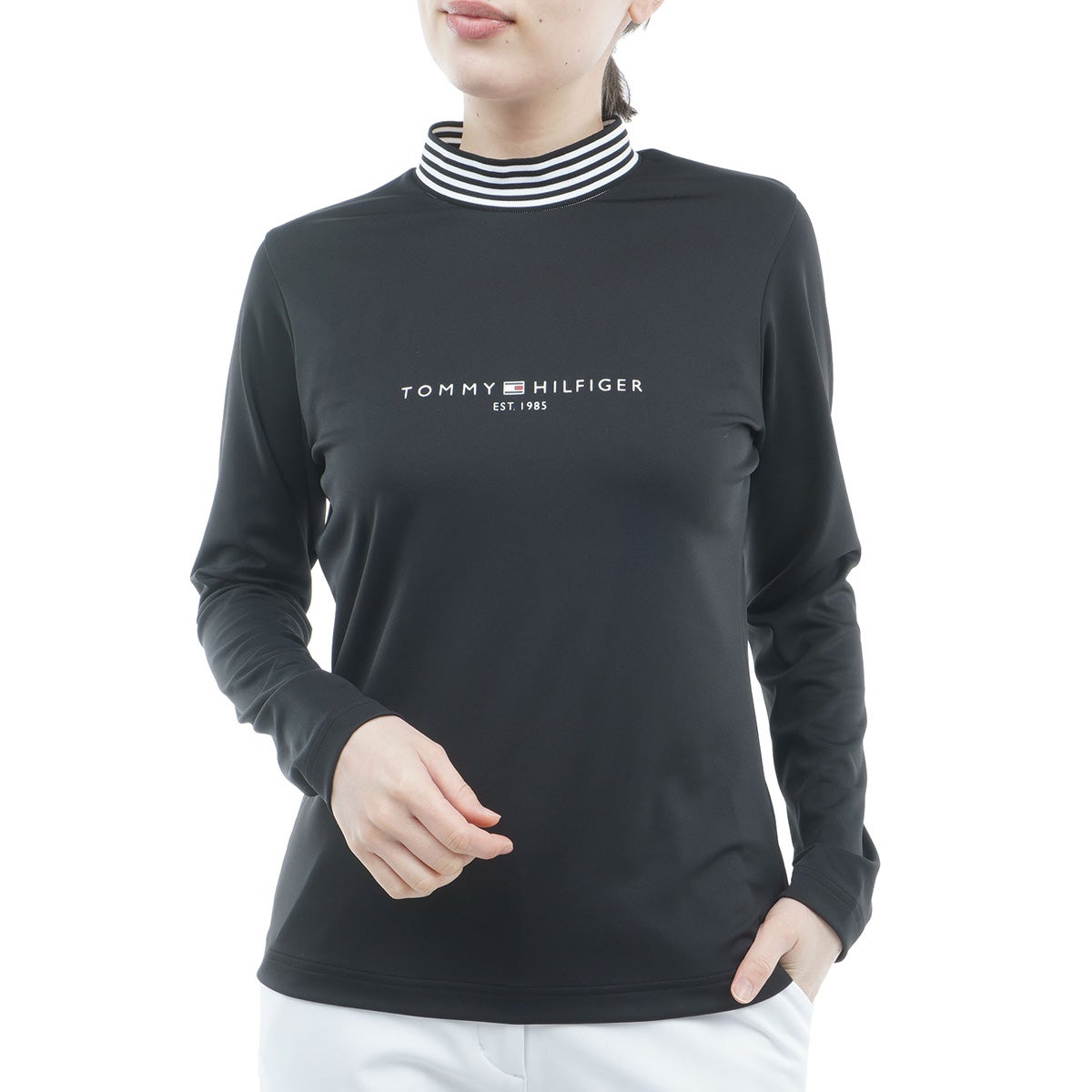 [トミー ヒルフィガー ゴルフ] TOMMY HILFIGER GOLF レディース ベア天 長袖モックシャツ ブラック　詳細
