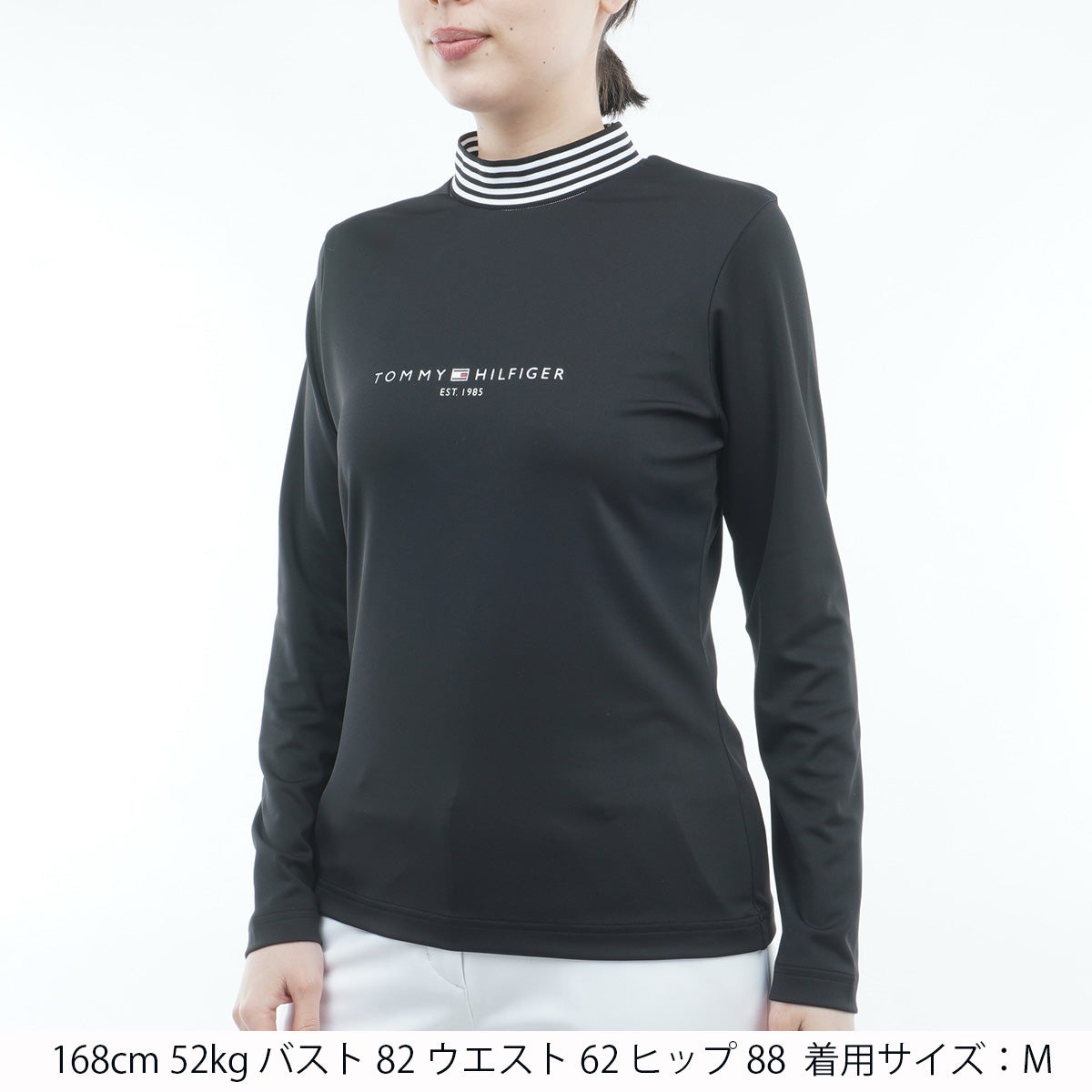 [トミー ヒルフィガー ゴルフ] TOMMY HILFIGER GOLF レディース ベア天 長袖モックシャツ ブラック　詳細1