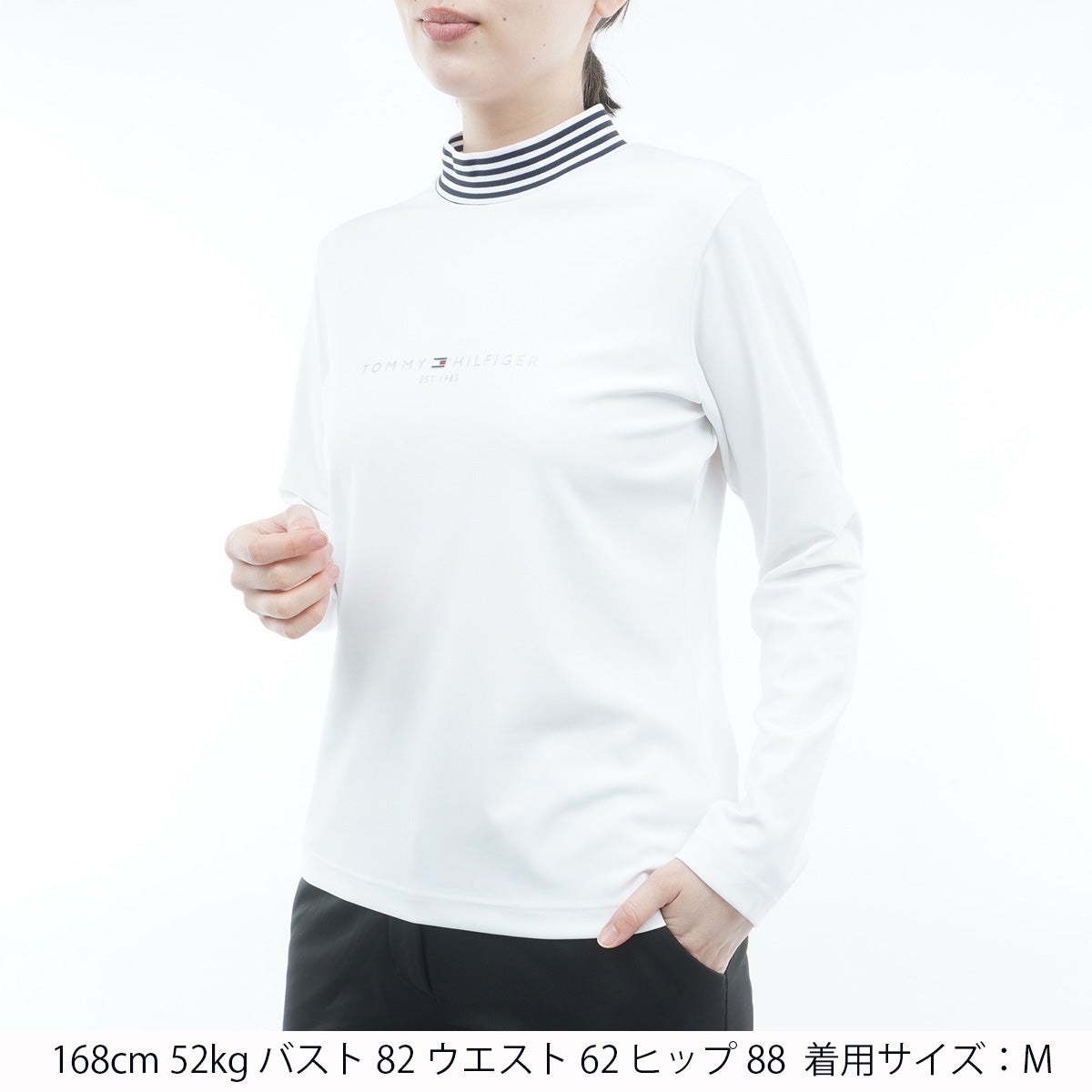 [トミー ヒルフィガー ゴルフ] TOMMY HILFIGER GOLF レディース ベア天 長袖モックシャツ ホワイト　詳細1