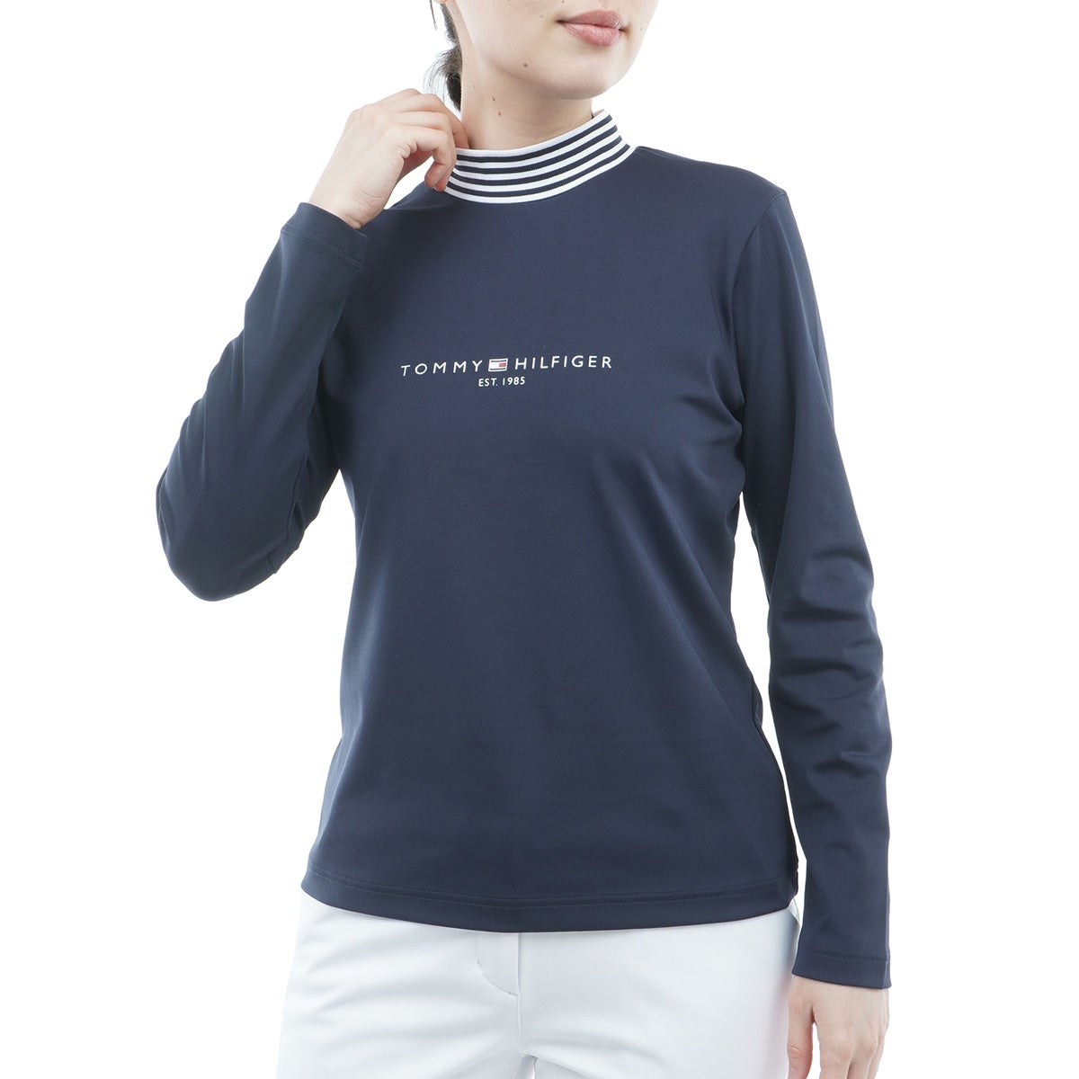 [トミー ヒルフィガー ゴルフ] TOMMY HILFIGER GOLF レディース ベア天 長袖モックシャツ ネイビー　詳細